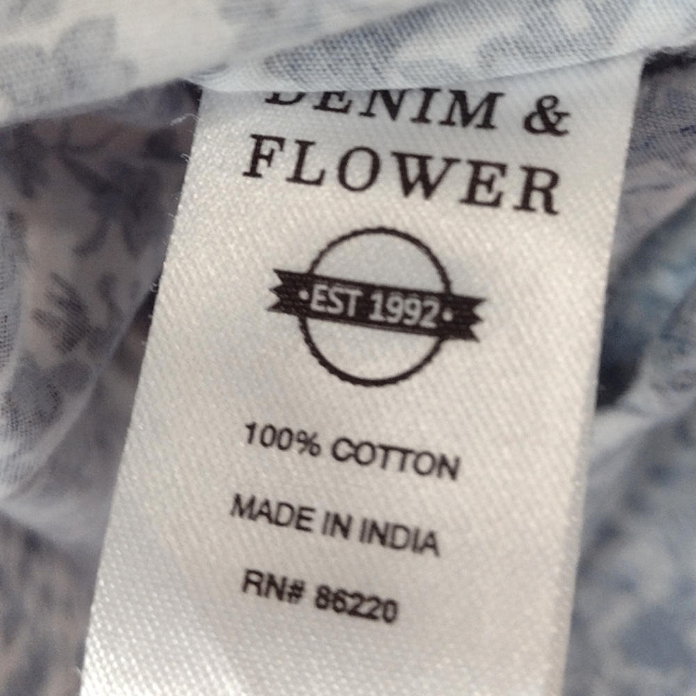 Denim And Flower Men's Blue and White Floral Shirt Size (L) - Picture 4 of 9